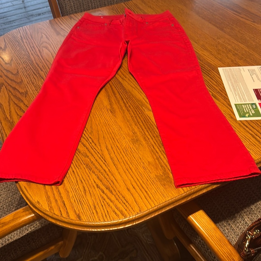 CAbi Red Flare Wide Leg Jeans